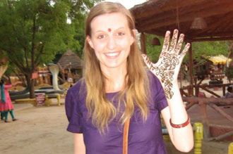 Haley French-Sloan showing off her henna art